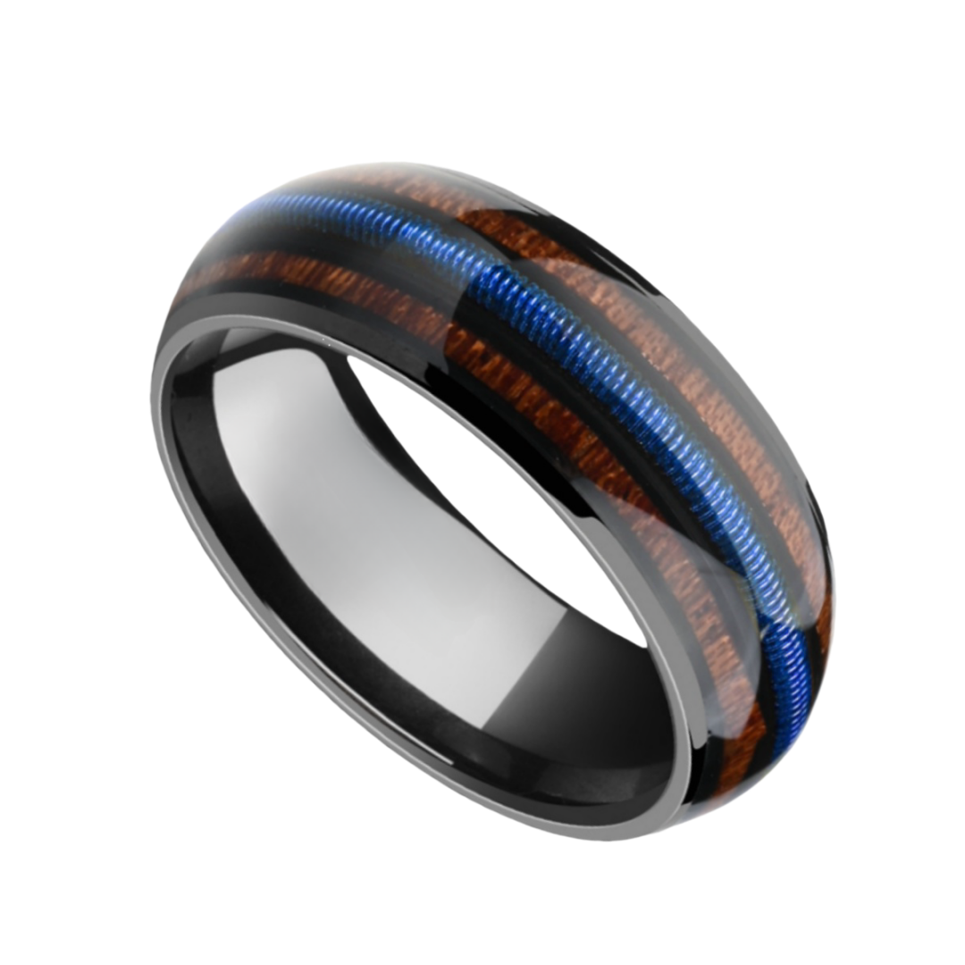 Whiskey Barrel store & Guitar Strings Black Tungsten Ring | Men's Ring | Wedding Ring | Comfort Fit | 6 mm | 8 mm