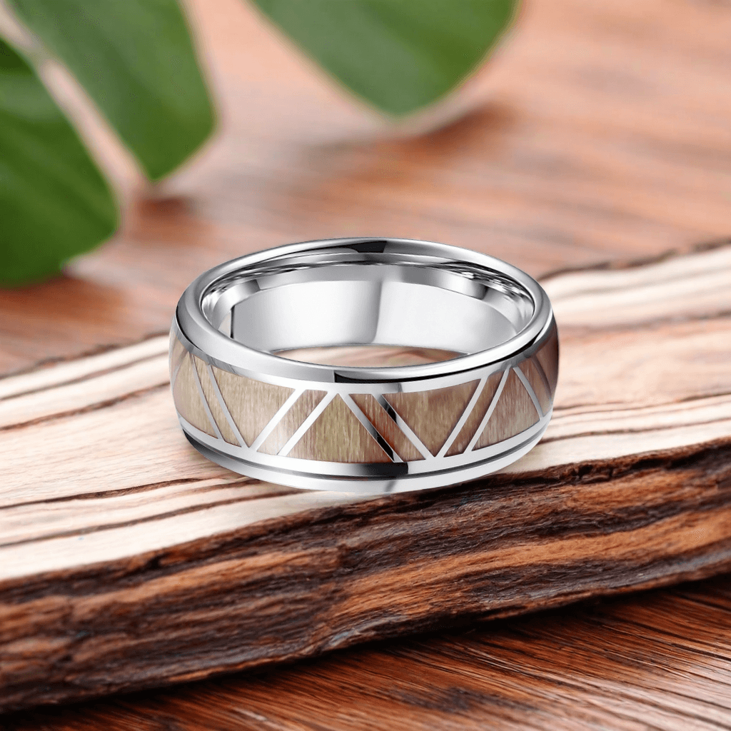 8mm Titanium Oak Wood Victory Wood Ring | Men's Wedding Bands