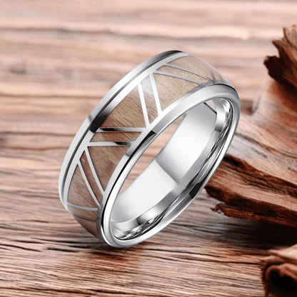 8mm Titanium Oak Wood Victory Wood Ring | Men's Wedding Bands