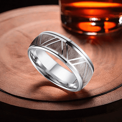 8mm Titanium Barrel Wood Loyal & Victory Wood Ring | Men's Wedding Bands