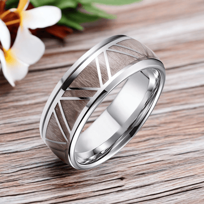 8mm Titanium Barrel Wood Loyal & Victory Wood Ring | Men's Wedding Bands