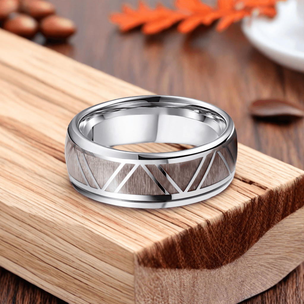 8mm Titanium Barrel Wood Loyal & Victory Wood Ring | Men's Wedding Bands