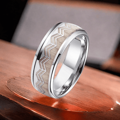 8mm Titanium Oak Wood Wave Wood Ring | Men's Wedding Bands