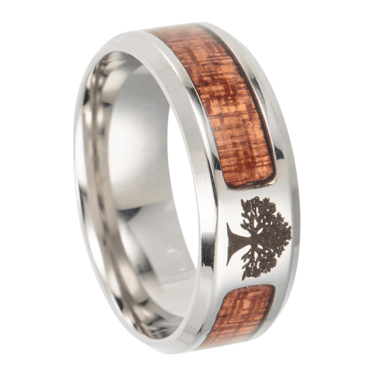 8mm Tree of Life Nordic Wood Titanium Men's Ring
