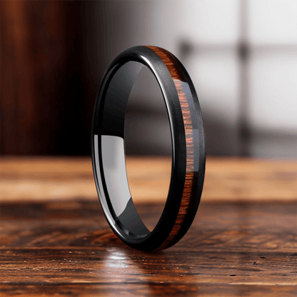 4mm Black Glamour Nordic Wood Ring | Wedding Ring