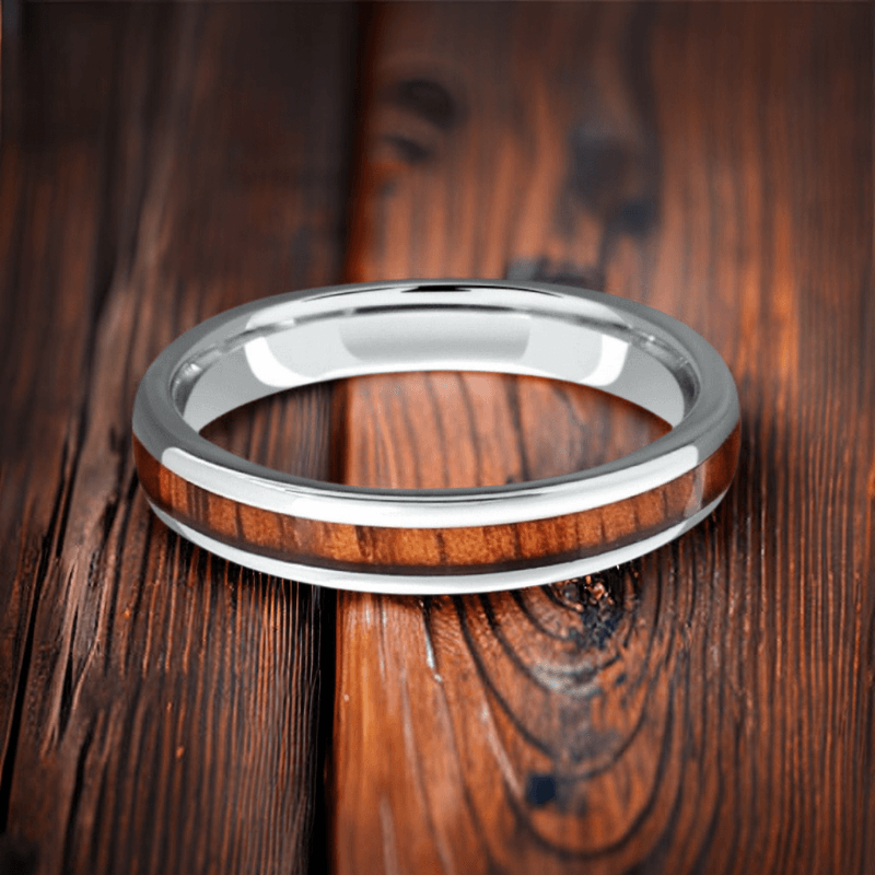 4mm Silver Glamour Nordic Wood Ring | Wedding Ring | Guitar Ring