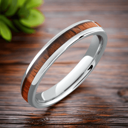 4mm Silver Glamour Nordic Wood Ring | Wedding Ring | Guitar Ring