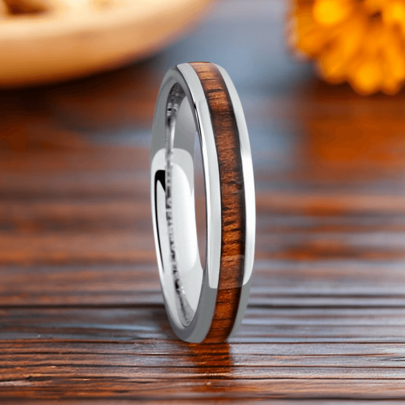 4mm Silver Glamour Nordic Wood Ring | Wedding Ring | Guitar Ring