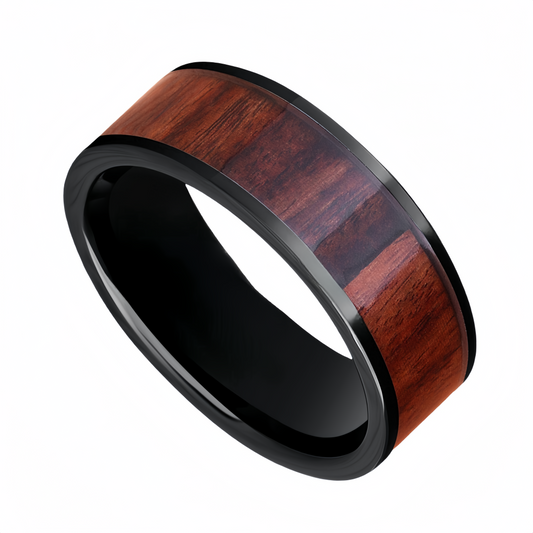 8mm Black Flat Nordic Wood Ring | Normcore Men's Wedding Bands