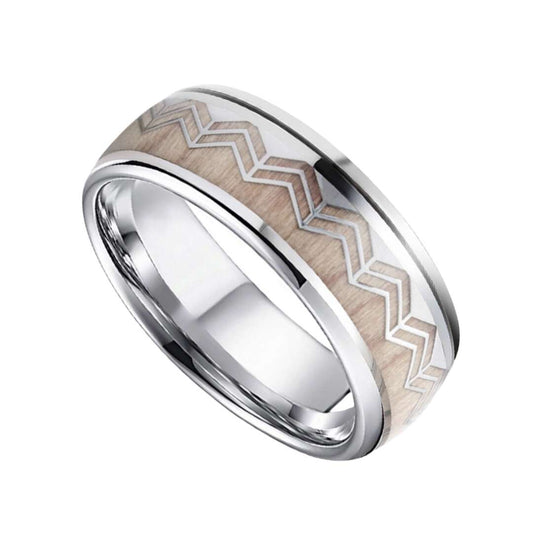 8mm Titanium Oak Wood Wave Wood Ring | Men's Wedding Bands