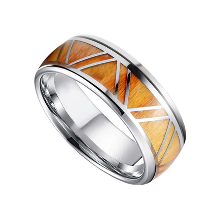 8mm Titanium Apricot Yellow Victory Wood Ring | Men's Wedding Bands