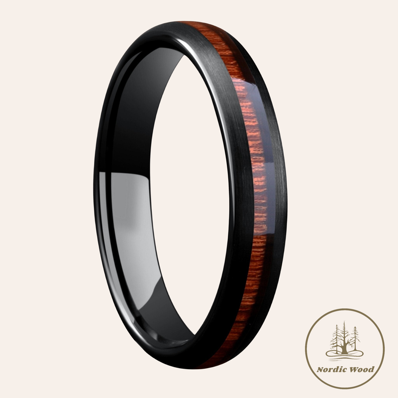 4mm Black Glamour Nordic Wood Ring | Wedding Ring