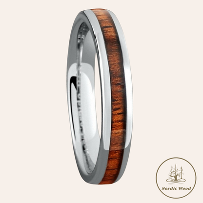 4mm Silver Glamour Nordic Wood Ring | Wedding Ring | Guitar Ring